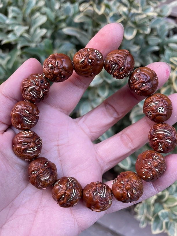 紫金鼠雕刻纯手工镶嵌16+山鬼大满贯恶僧（14颗籽颗颗不同）