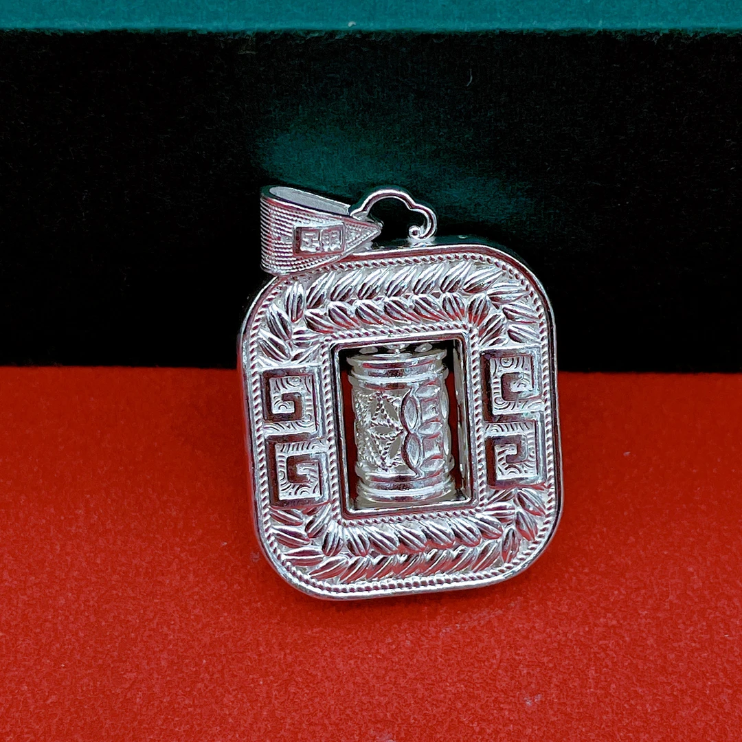 山呷呷 吊坠足银 足银花丝编织路路通吊坠手工时尚个性民族风挂坠