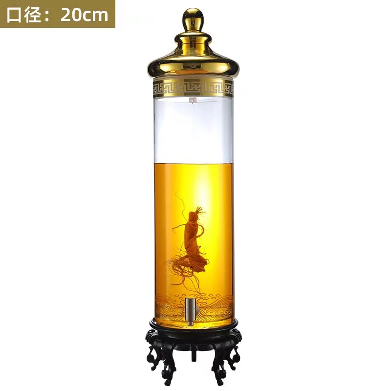 家用酒店高档创意广口加厚带龙头密封人参牛大力高硼硅空瓶玻璃瓶