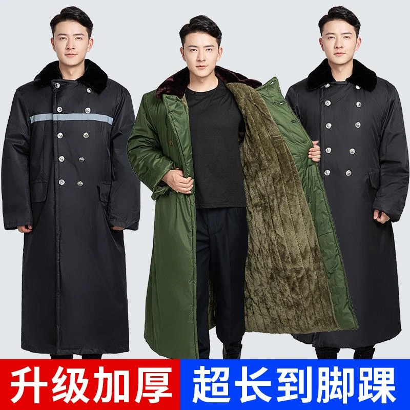 范哲萨军棉大衣绿男冬季加厚超长款劳保大衣东北棉袄女防寒服保