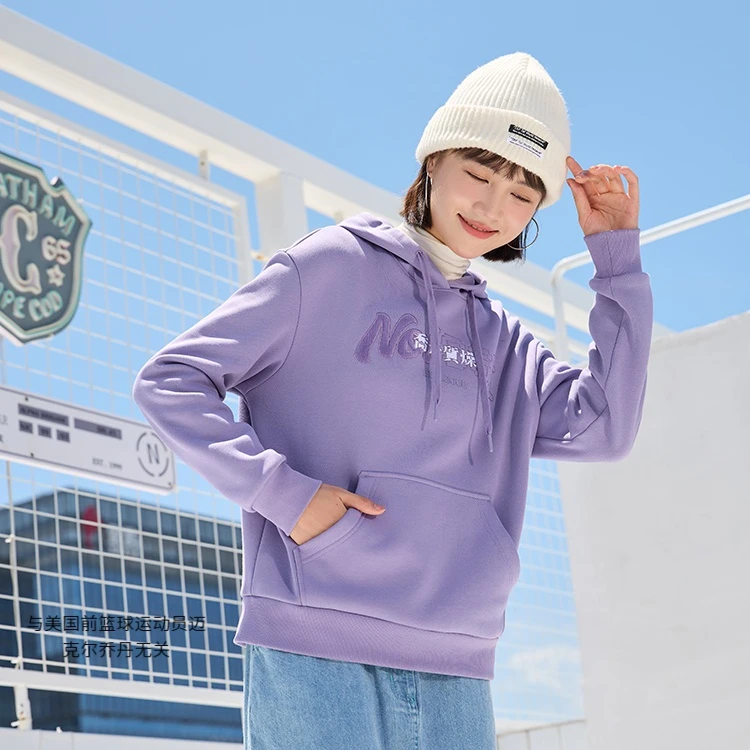 [加绒]乔丹2023年冬季女性女士乔丹质燥宽松型连帽休闲百搭卫衣