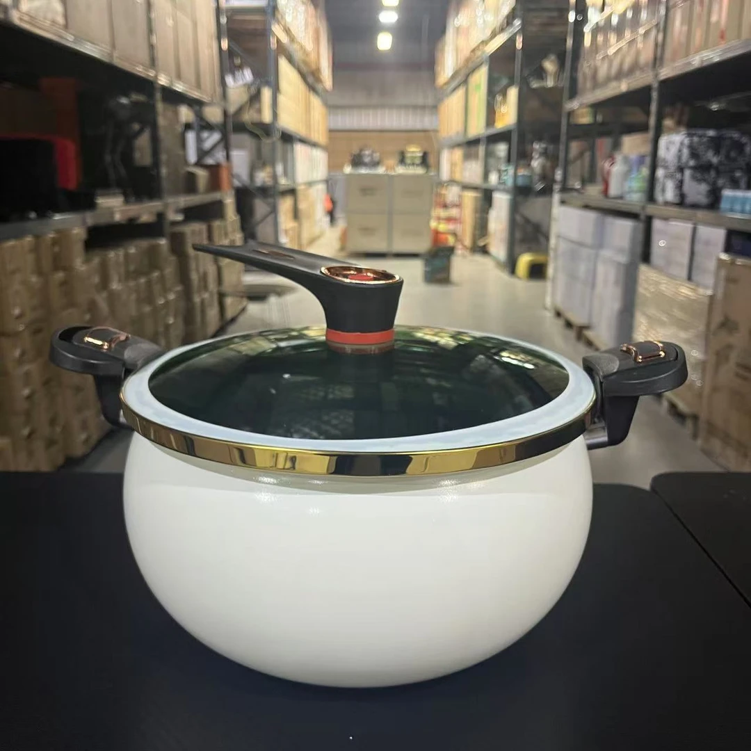 家用厨房大容量双耳珐琅微压锅NJ