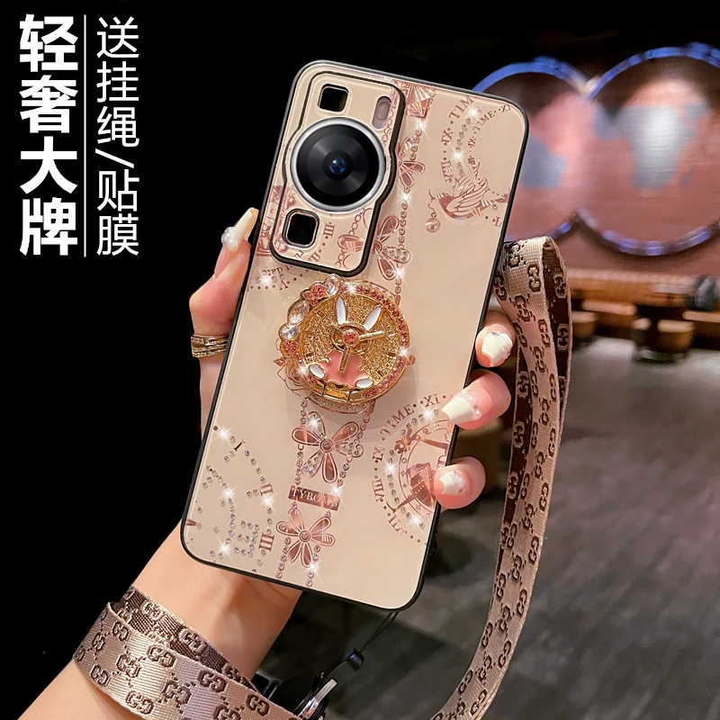 华为p60pro手机壳女款网红带挂绳art防摔时尚p50高档nova11荣耀80