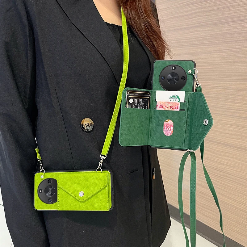 华为荣耀x50手机壳ALI-AN00零钱卡包5g斜挎背带挂绳防摔软潮