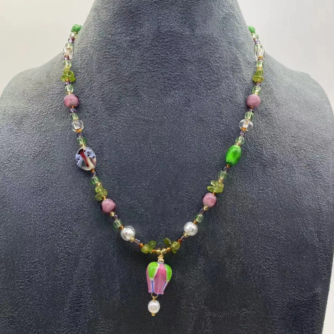 合金项链 XB198 兰玲花琉璃项链