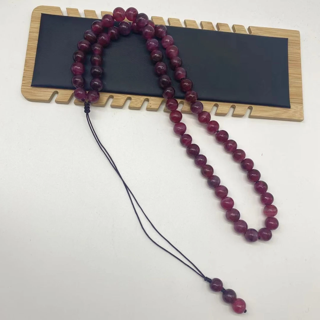 合金项链 LZ2148 12mm金红料紫色绳编琉璃项链