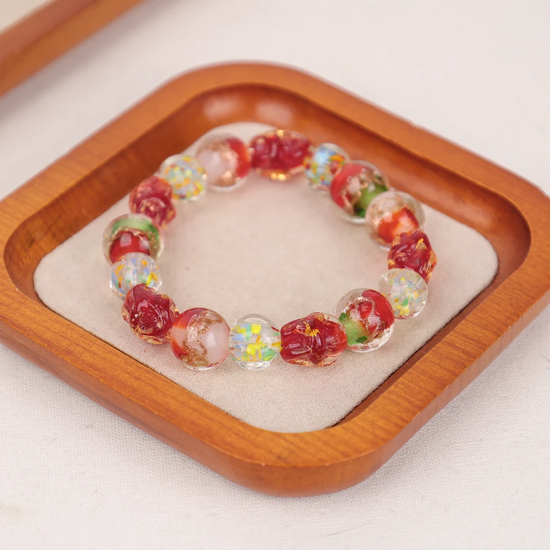 合金手链 LZ2060-1 红绿糖果红色糖果红色扭扭珠琉璃手串