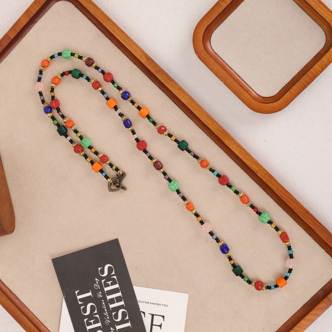 合金项链 LZ2198 彩色小南瓜长链琉璃项链