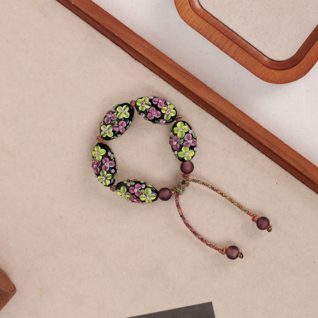 合金手链 LZ1818-2 彩色繁花蛋糕扁珠琉璃手串