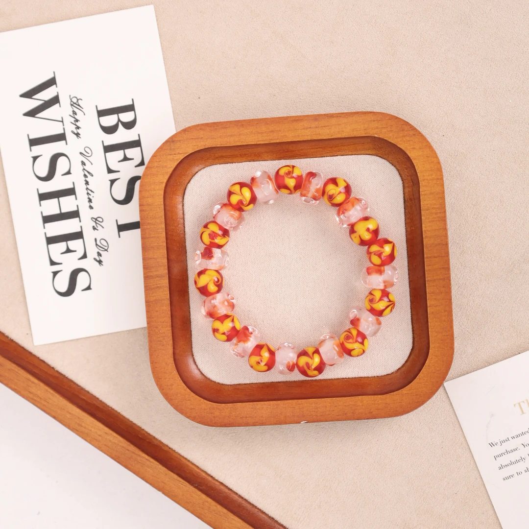 合金手链 LZ1306-1 红色琉璃转转筒扭扭琉璃手串