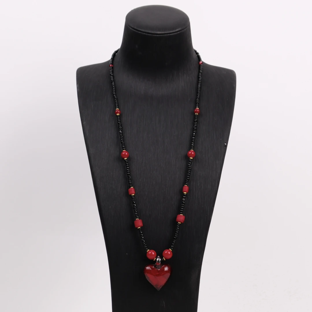 合金项链 LZ1278 红色爱心琉璃项链64cm