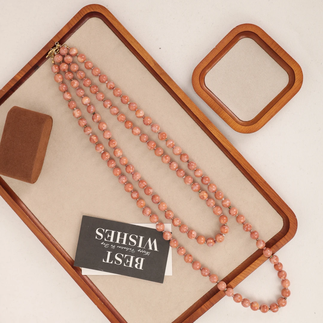 合金项链 LZ2128 10mm朱柿橙粉色老料双层ot扣可拆卸琉璃项链