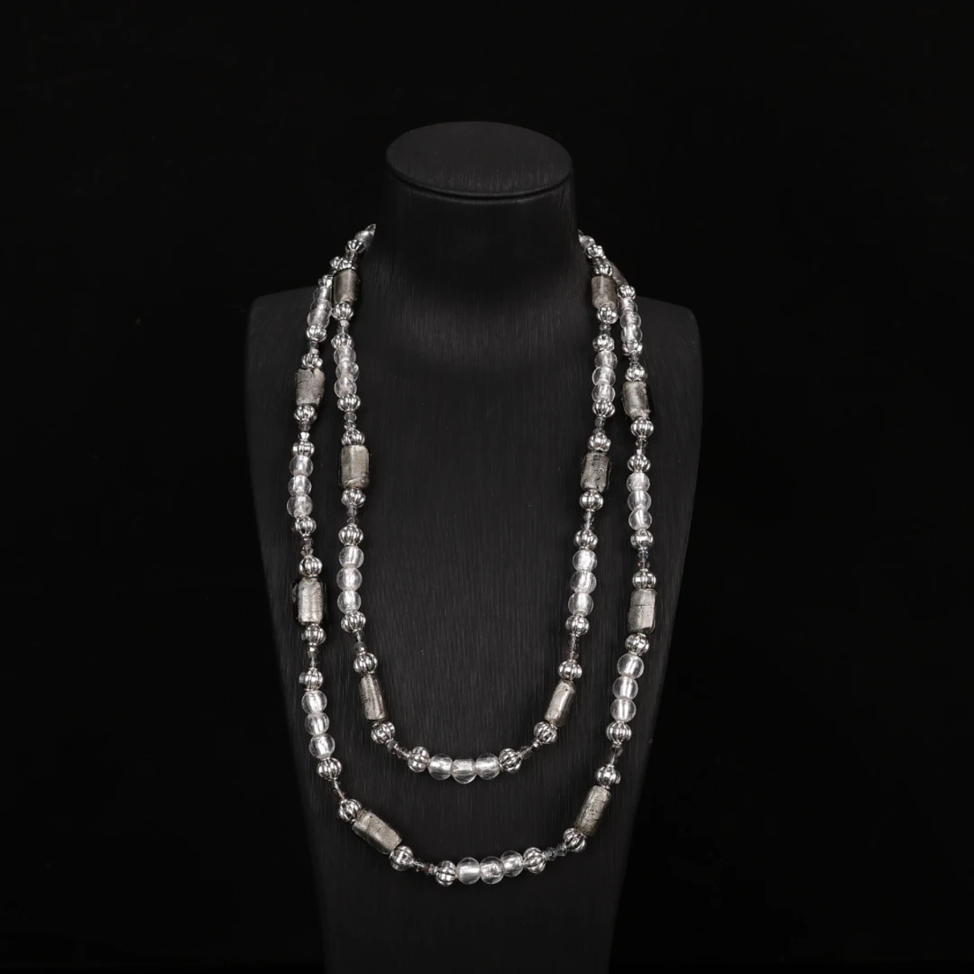 合金项链 LZ0391 样品【银光素裹】长款琉璃项链120cm