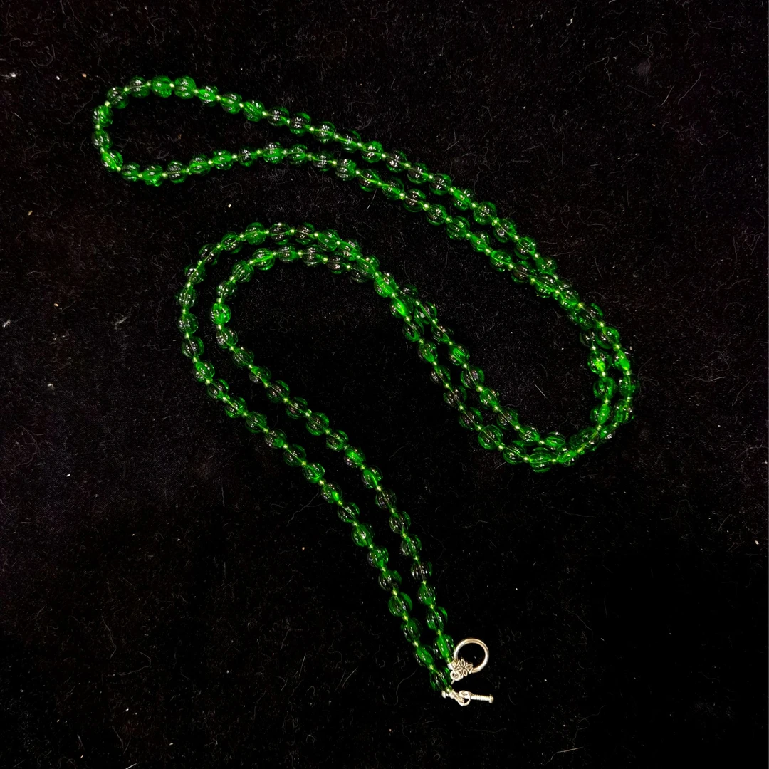 合金项链 LZ1676-3 绿色小点位南瓜珠长链琉璃项链130cm