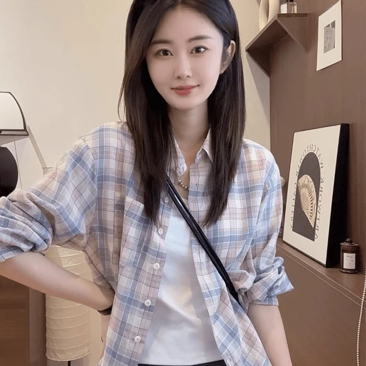 格子防晒衬衫外套夏季薄款女2025新款时尚减龄百搭法式上衣超好看