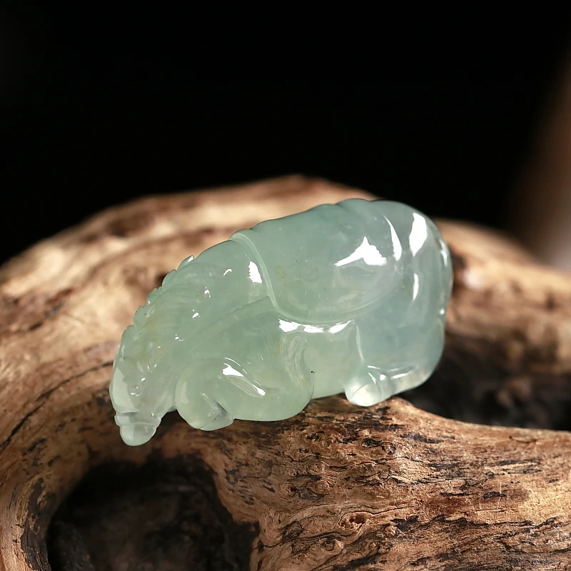 石之富珠宝缅甸天然玉石翡翠A货水润立体冰种吊坠马到成功