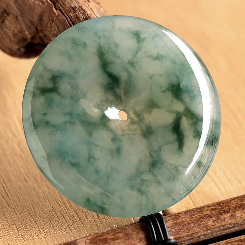 石之富珠宝天然缅甸翡翠飘花平安扣吊坠