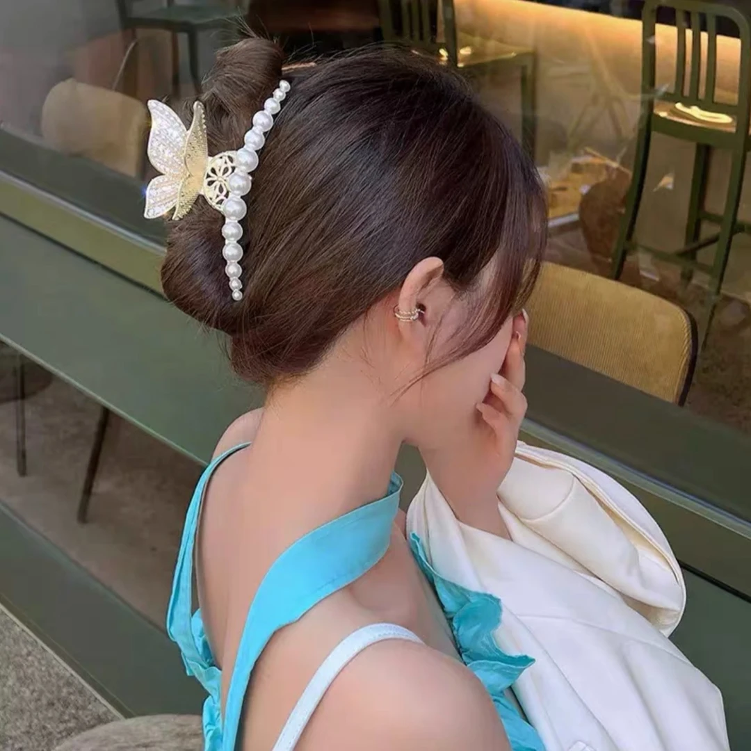 高级感合金蝴蝶结抓夹盘发鲨鱼夹后脑勺发夹