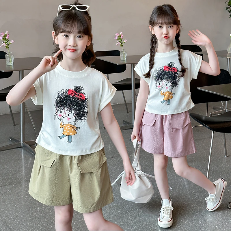 女童套装夏季2024新款网红炸街小女孩夏款衣服儿童夏装短裤两件套