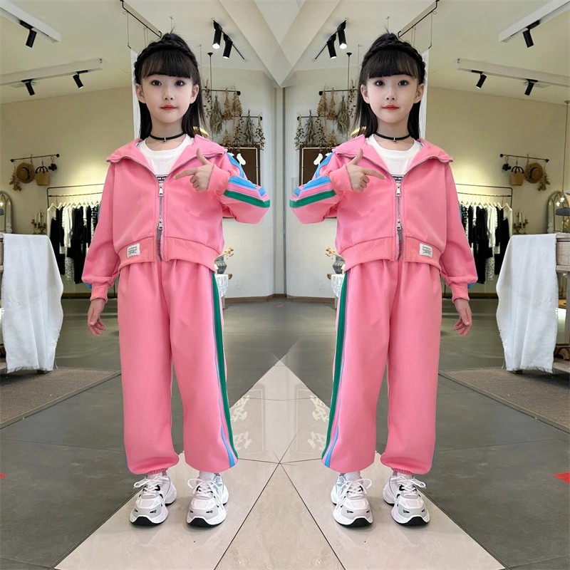 女童春秋套装2025新款洋气时髦秋装女大童运动宽松儿童卫衣两件套