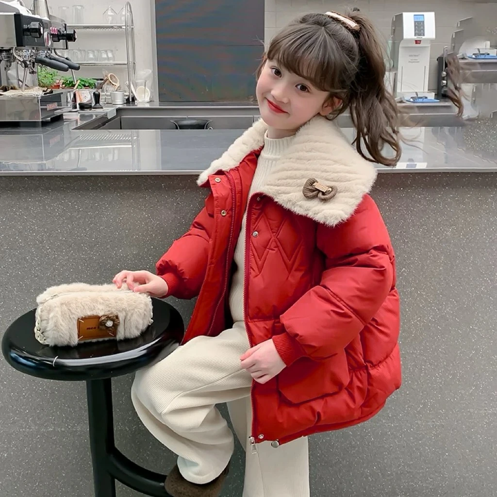 女童棉服冬装2024新款洋气儿童冬季加厚棉衣女孩冬款大童棉袄外套
