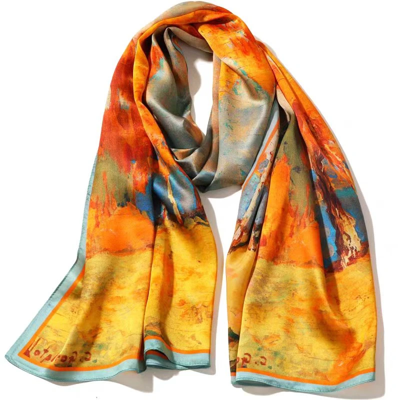 上海故事2025新款172*53cm100%桑蚕丝送长辈百搭长巾时尚女白桦林