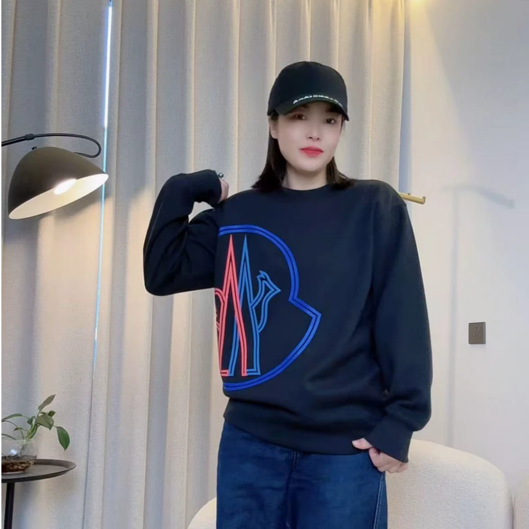 新款大雪山植绒加绒卫衣时尚休闲潮流运动男女同款加绒圆领卫衣