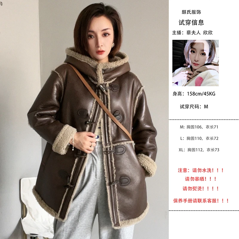 断码特价新款美利奴中长款连帽加厚大衣外套皮毛一体女装