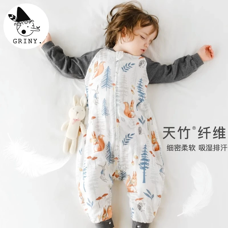 【侧拼款18-26℃】Griny婴幼儿侧拼袖睡袋天竹棉纱布专用宝宝防踢被