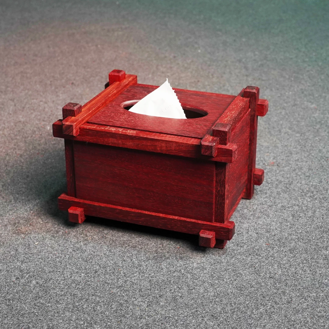 木质纸巾盒 鲁班锁收纳盒 美观大气居家实用 创意复古 桌面摆件