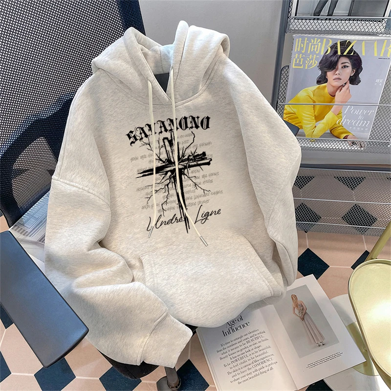 潮牌加厚加绒休闲连帽卫衣男士青年秋冬季穿搭小众感宽松外套上衣