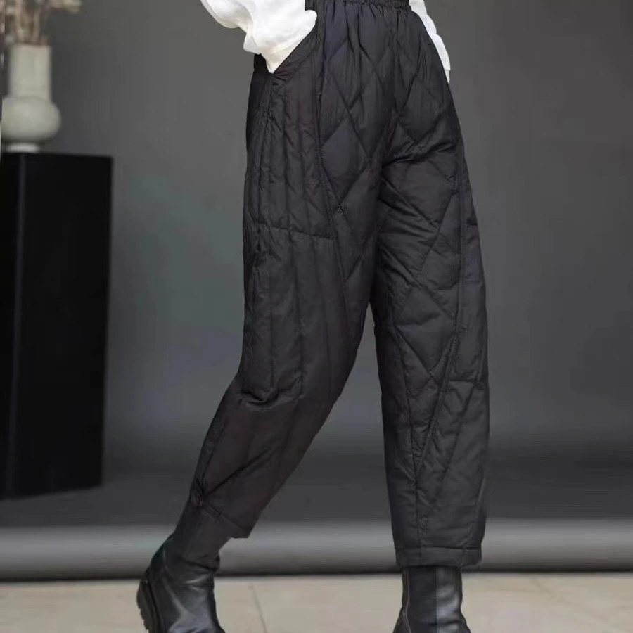 鹅绒裤 反季价 立体裁时尚显瘦盘扣 洋气百搭国风鹅绒裤