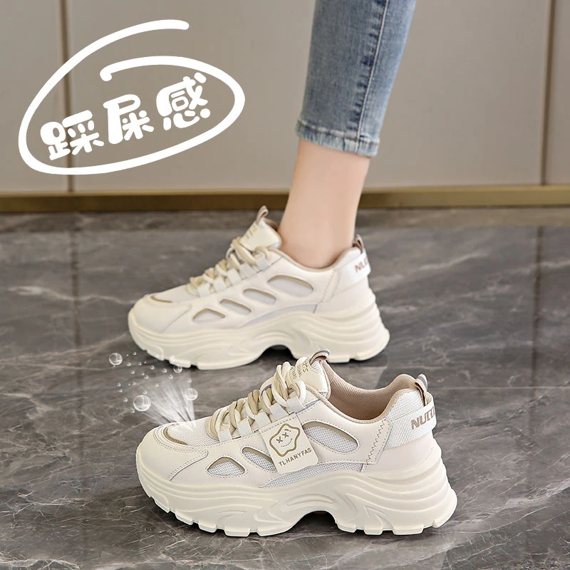 踩屎感超软网面老爹鞋女2024春季新款透气莆田运动鞋厚底增高潮鞋