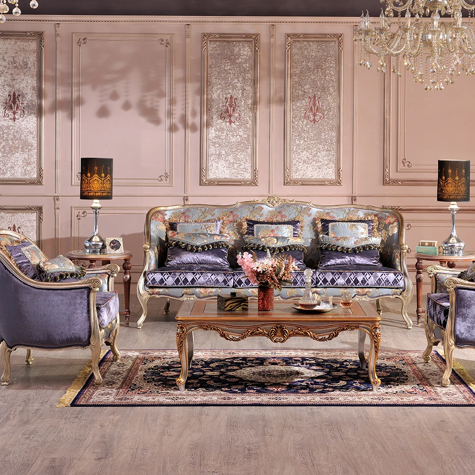 【皇家壹号】路易十四法式古典巴洛克风做旧雕花沙发家用奢华沙发TY