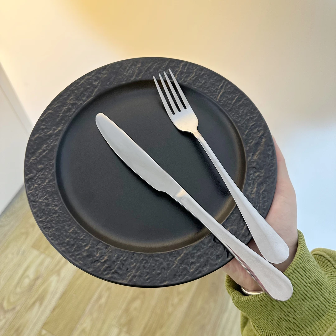8.75英寸牛排盘带刀叉高颜值西餐盘家用仪式感餐盘