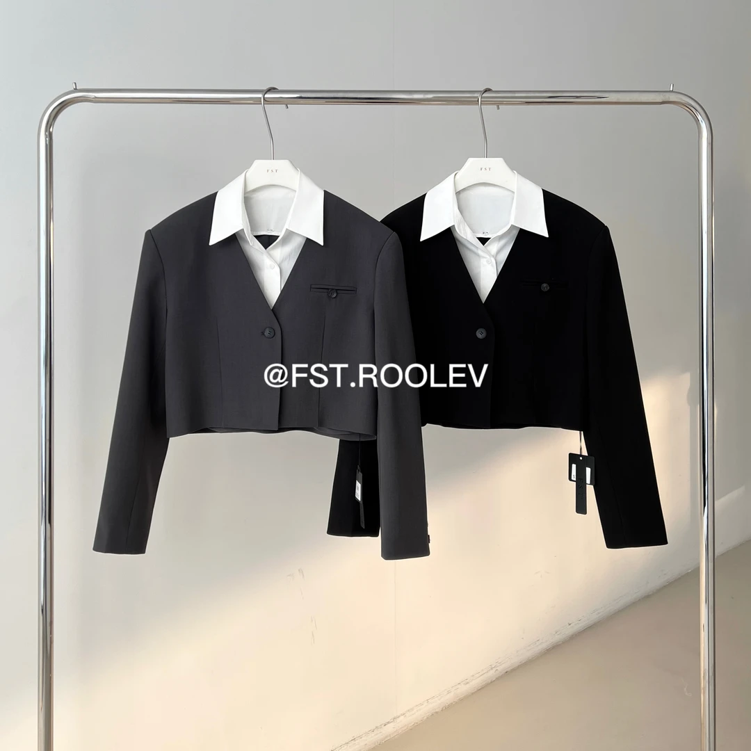 ZHEN ZHEN假两件短款显瘦小众气质设计感百搭修身