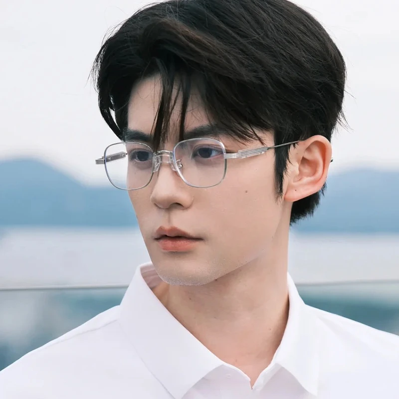 复古方框眼镜男款近视可配度数透明银框金属眼睛镜框男士2025新款