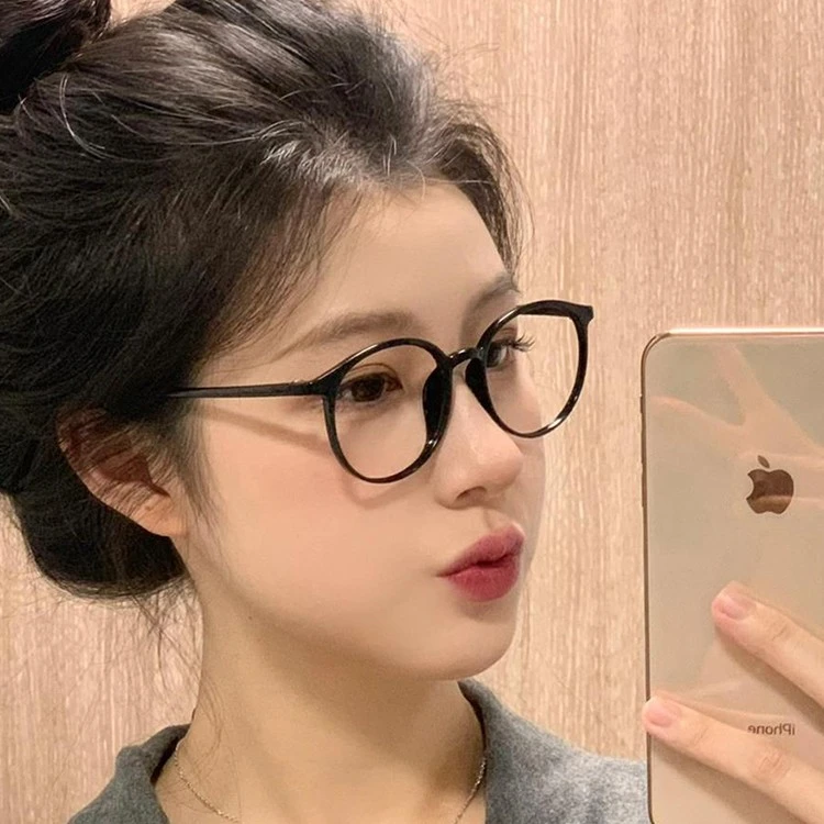 小香风黑框眼镜超轻近视可配度数女高级感素颜神器圆框小框小脸