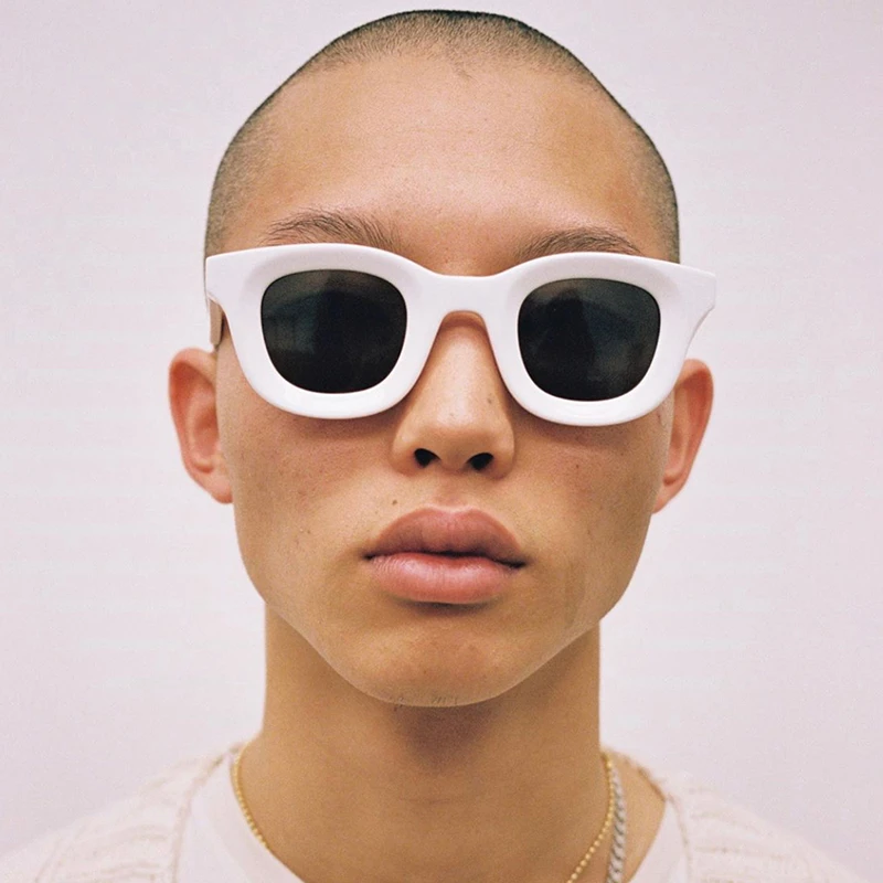 小众个性复古白框墨镜男款大脸显瘦女防紫外线太阳眼镜欧美库兹马