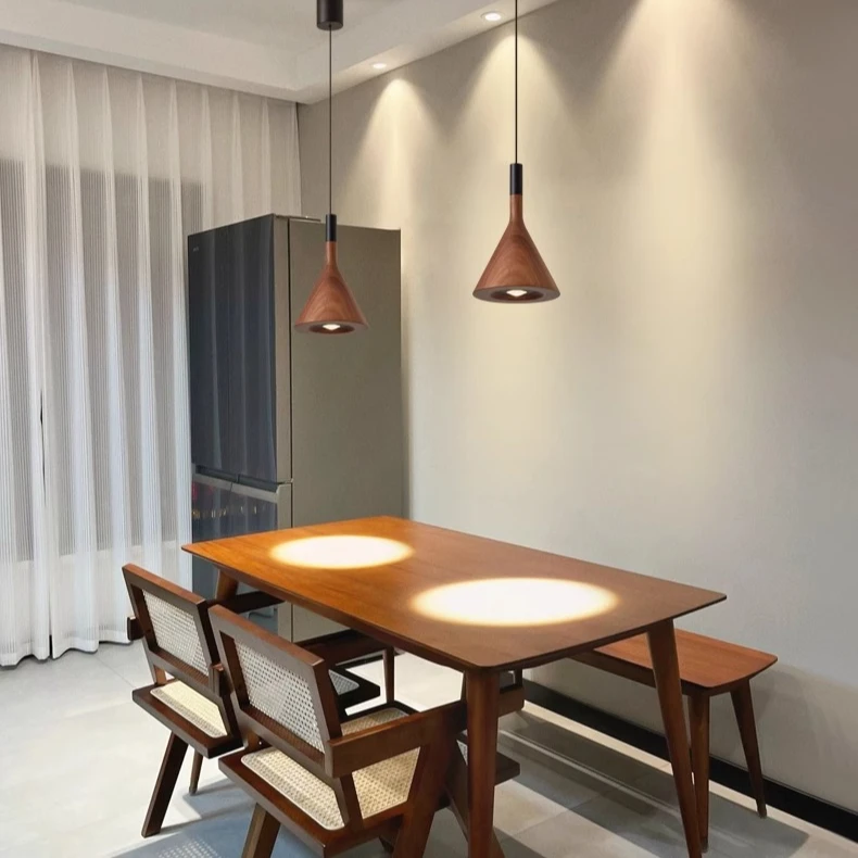 主卧室床头吊灯2024新款高级复古进口黑胡桃木餐厅升降单头小吊灯