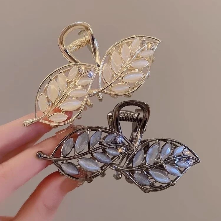 合金发饰 金枝玉叶树叶抓夹轻奢后脑勺盘发夹小众高级气质鲨鱼夹