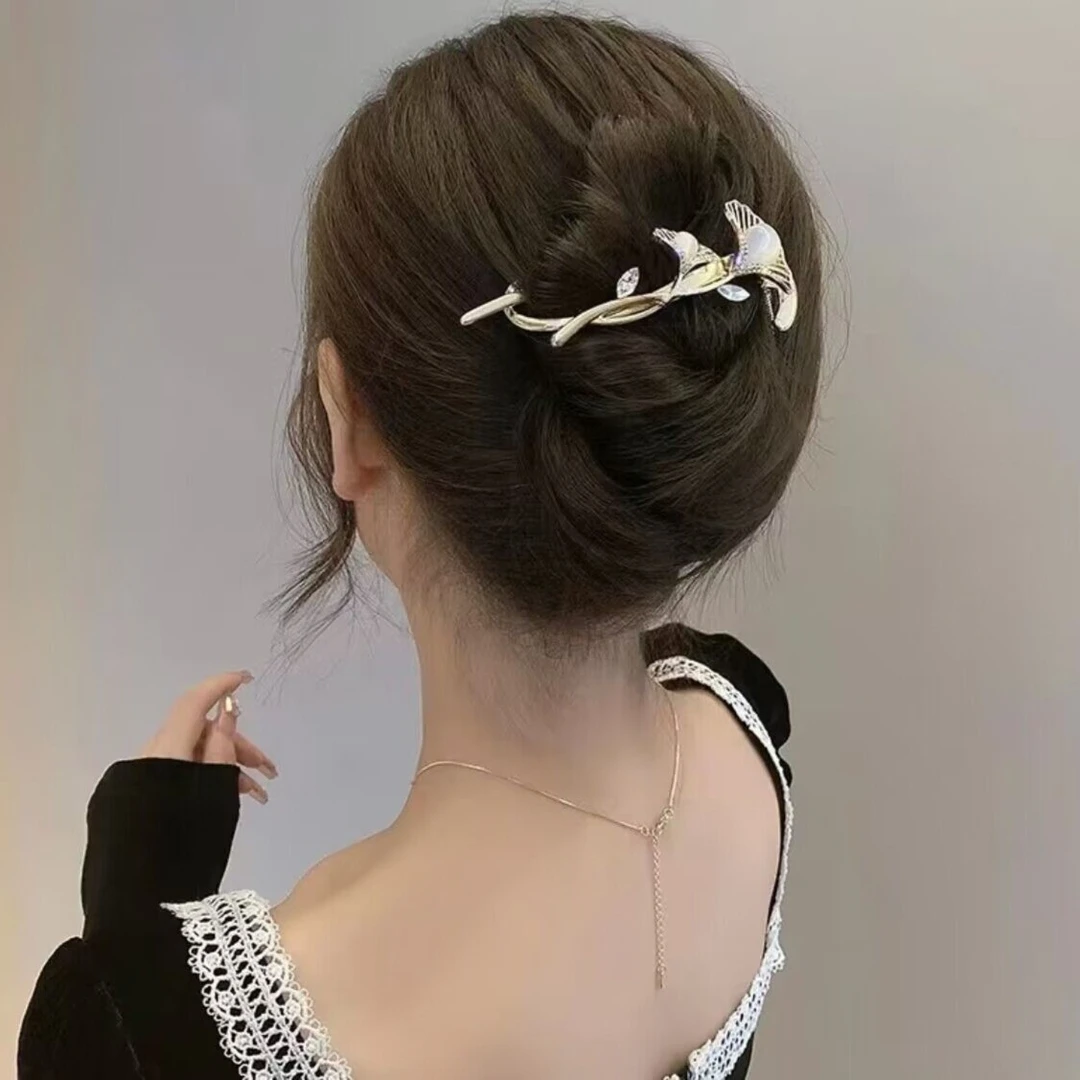 银杏发夹商务/OL女边夹夹子简约素款发饰半扎一字夹优雅头饰气质