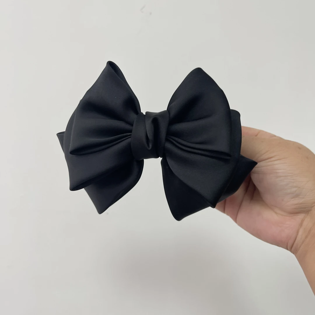 温柔韩系三层蝴蝶结发夹法式气质后脑勺鲨鱼夹