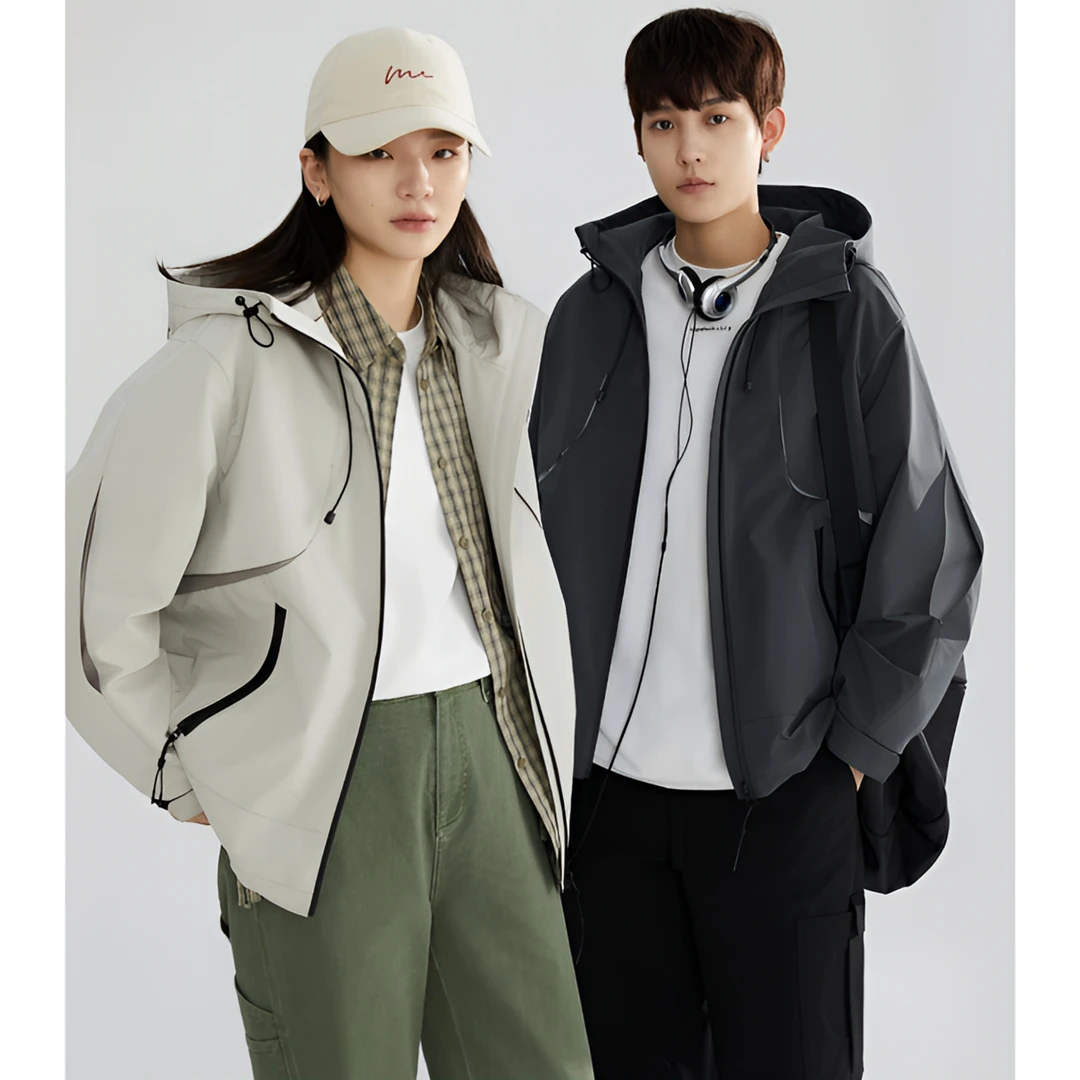 knighttom硬壳多功能拼接连帽夹克女中性风小个子夹克外套3970