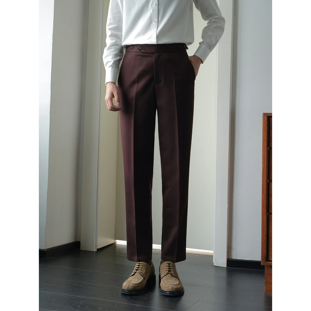 knighttom哥特红那不勒斯九分西裤女中性风小个子正装裤4314