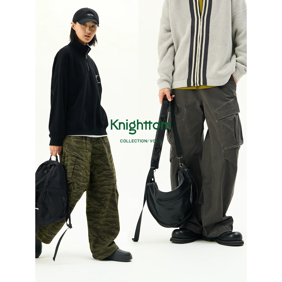 knighttom秋季简约水洗工装伞兵裤宽松长裤女中性风小个子4167