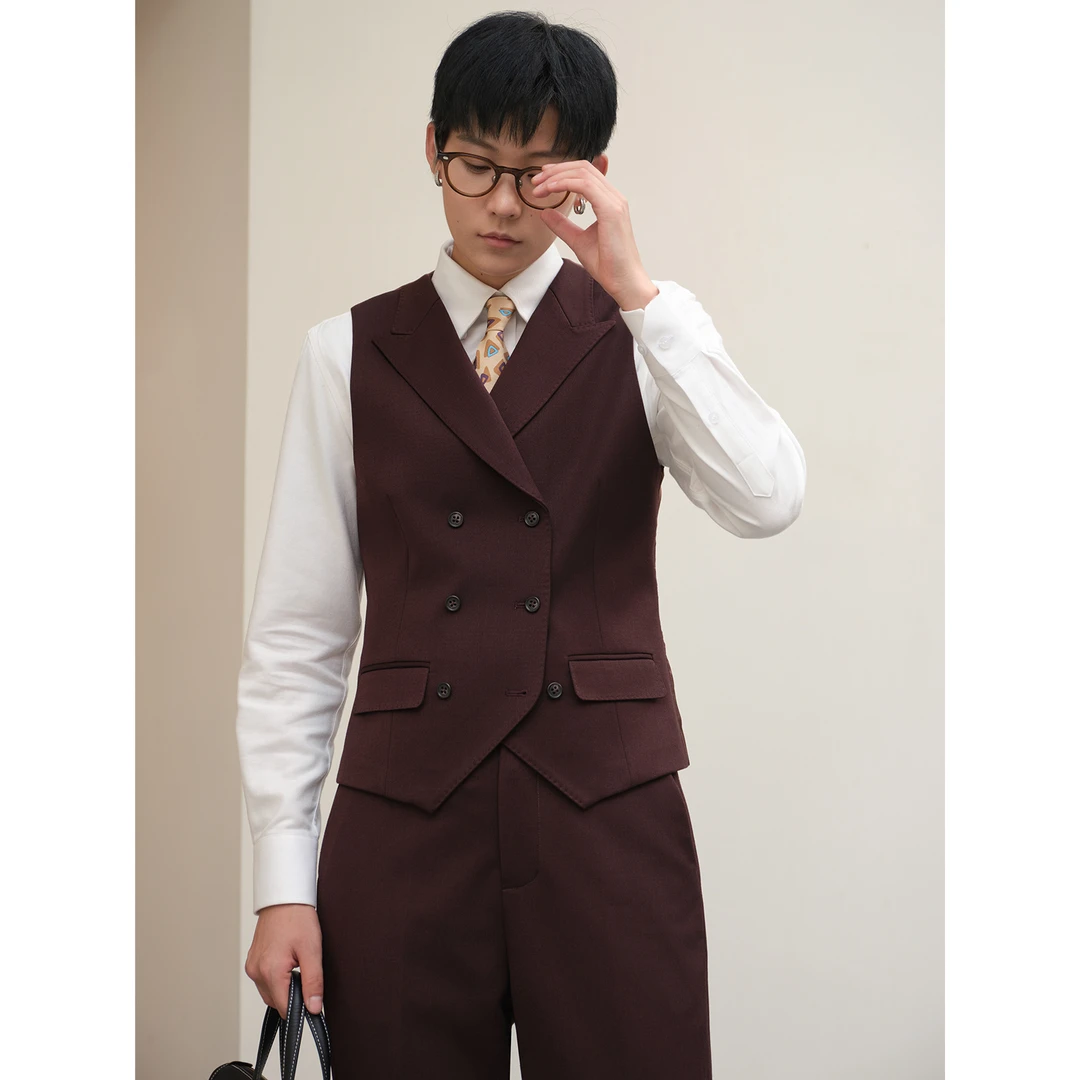 knighttom哥特红双排扣戗驳领正装西背女中性风小个子西背4314