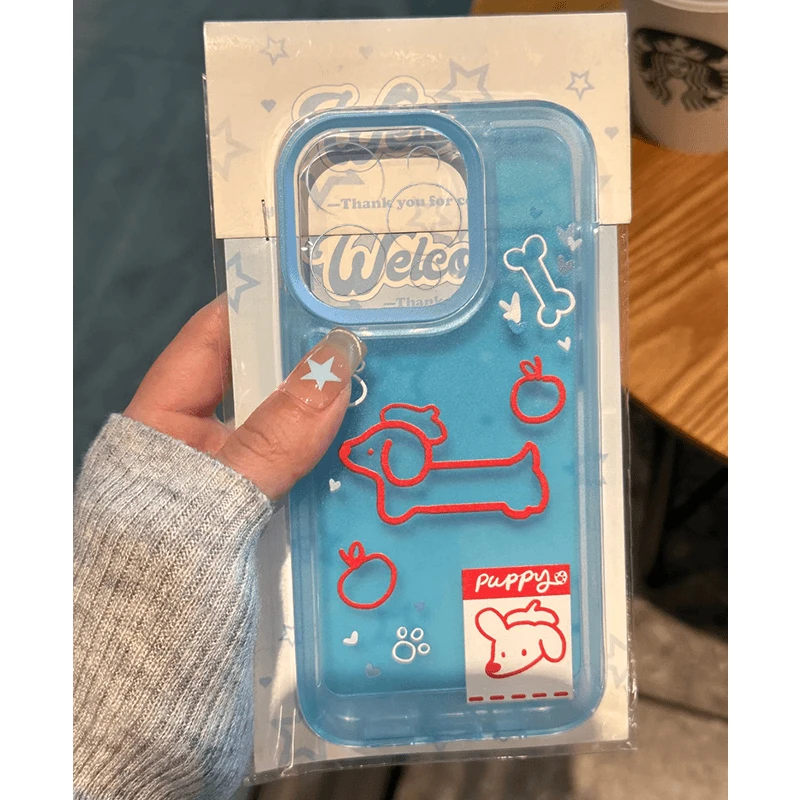 ins夏日小众线条狗适用苹果15/13pro华为P70手机壳vivo小米oppo软