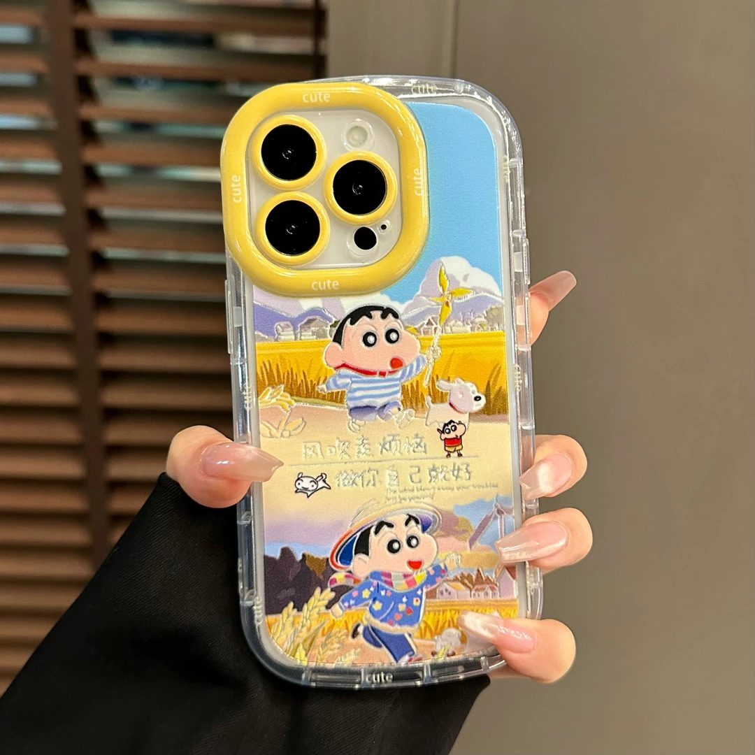 风吹走烦恼小新适用苹果16pro/华为荣耀/OPPO防摔小米手机壳VIVO