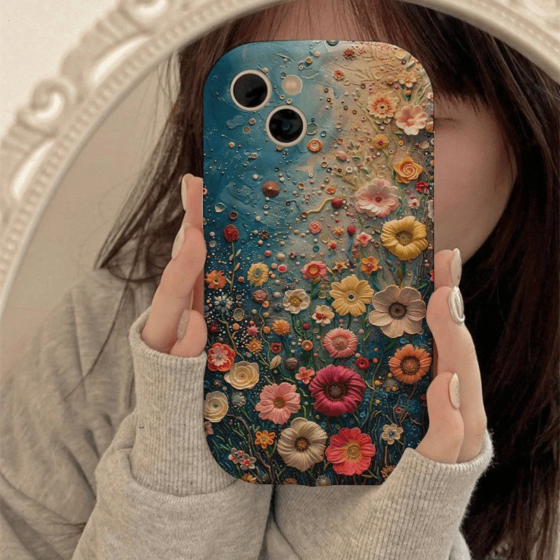 卡通花海适用苹果13手机壳iphone15promax华为P70小米vivoS18全包